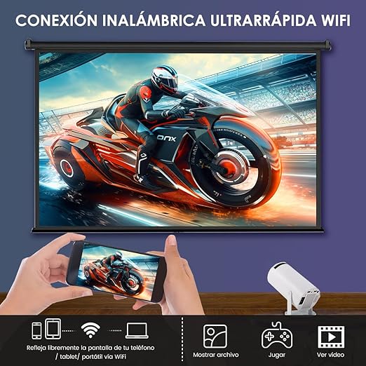 Proyector 4K Android TV Wifi + Bluetooth + Control